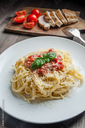 Italian spaghetti pasta with sauce