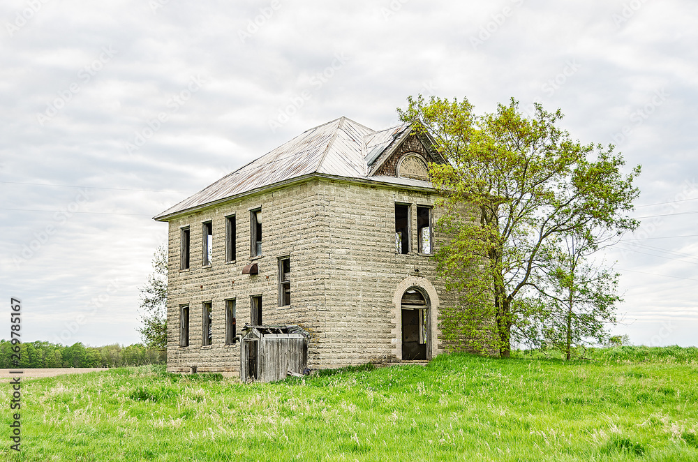 Obraz premium Two-story School Built in 1906