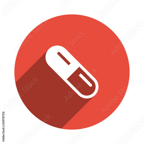 Capsule icon, flat design. Medicine, vitamin symbol. Tablet, dru