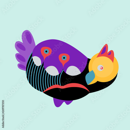 Vector Illustration Colorful Birds and Chicken in Flat Colors. Illustration can Use for Logo, pattern, background, print, fabric, website, landing page and decoration.