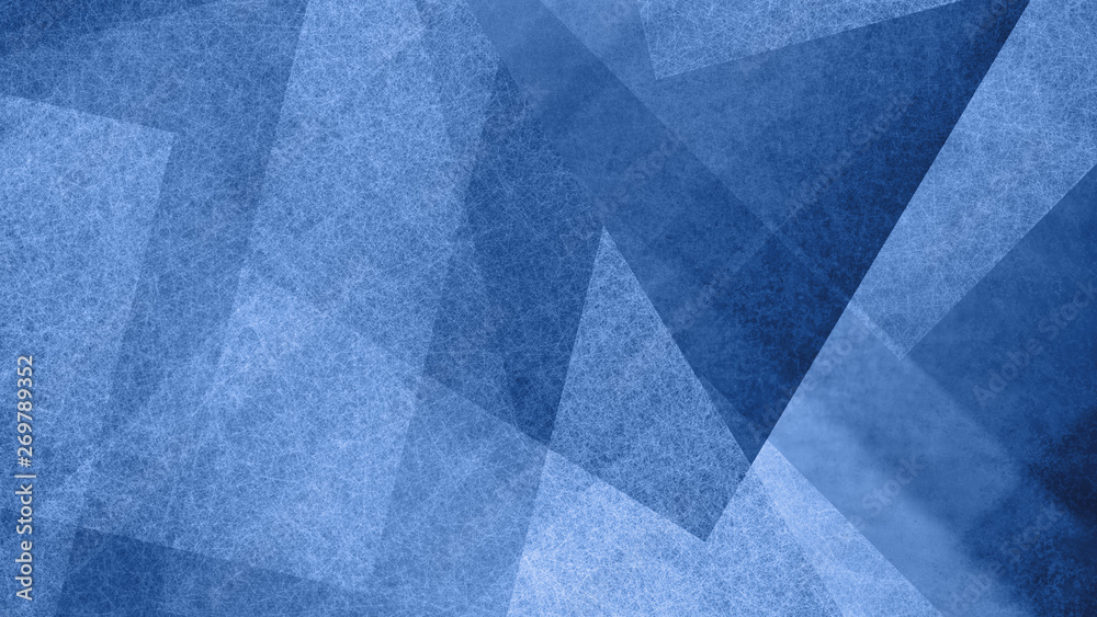 Abstract blue and white background with geometric diamond and triangle ...
