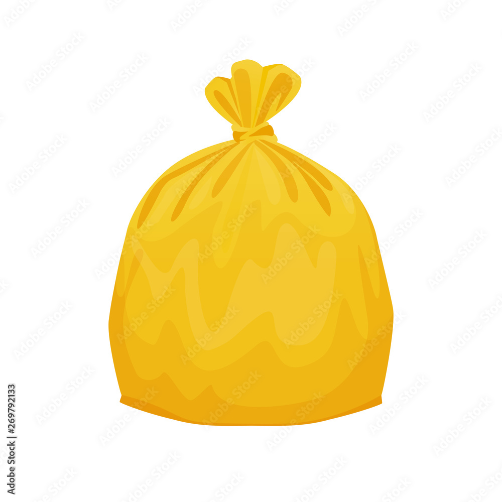 bag plastic waste yellow isolated on white background, yellow
