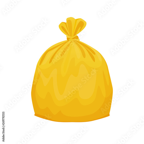 bag plastic waste yellow isolated on white background, yellow plastic bags for waste separation, plastic bag for garbage waste, clip art plastic bag for info graphic design, Illustration bin bags