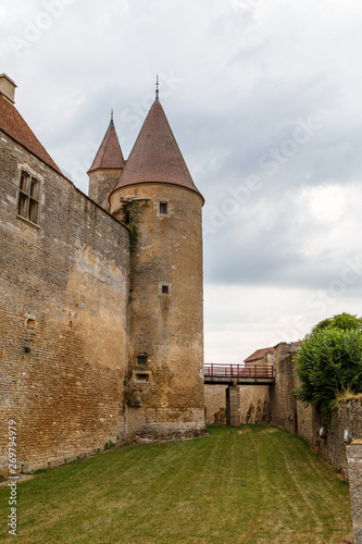 View to the medieval castle of Chateauneuf-en-Auxois town  France