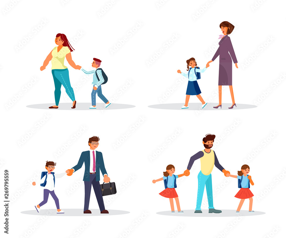Parents and children go to school