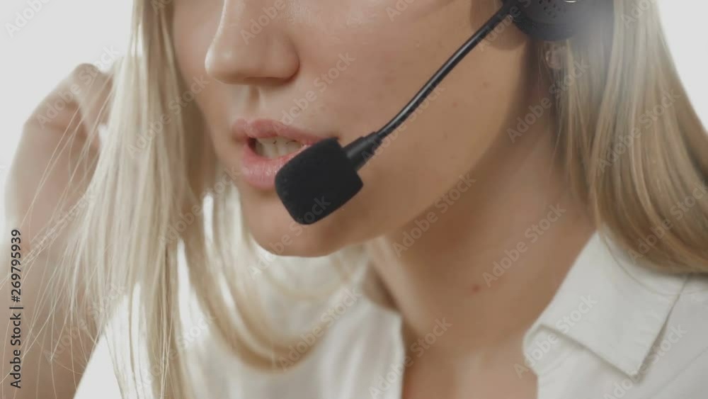 Customer service representative talking with client