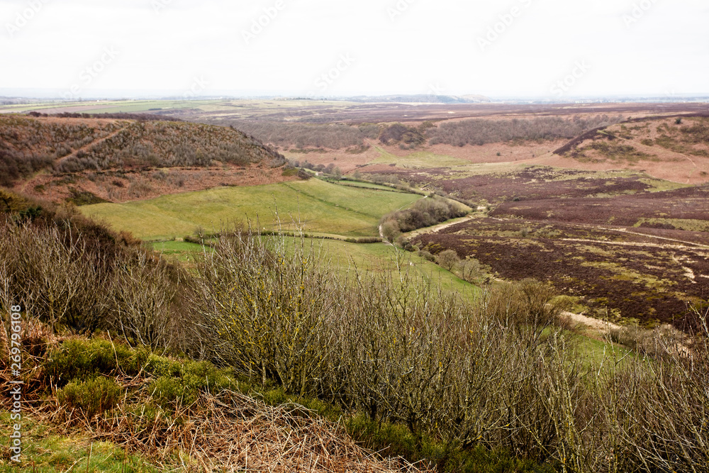The Hole of Horcum from Saltergate Bank in Winter, North York Moors National Park, Yorshire, England, UK.