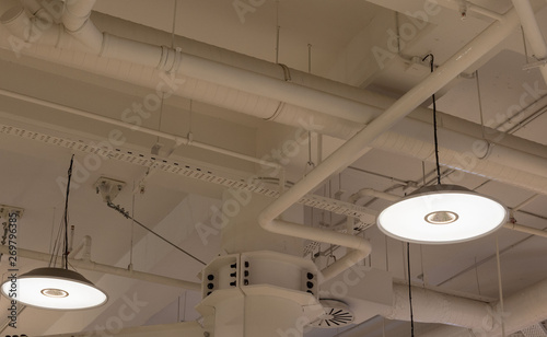 Obraz na płótnie indoor ventilation system on hight ceiling of large building w salonie