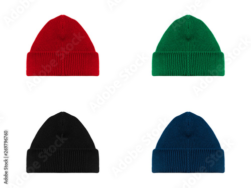 Tableau sur toile Set bundle pack blank pain beanie with red, green, black, blue color