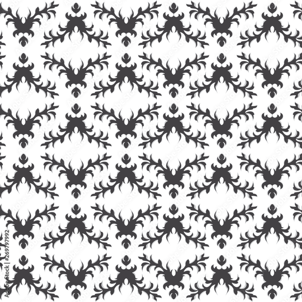 Black seamless pattern and twigs and leaves. Vector illustration Black seamless pattern and twigs and leaves. Vector illustration