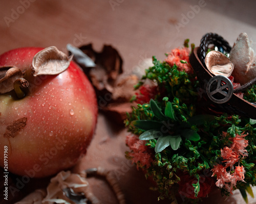 christmas still life with candle photo