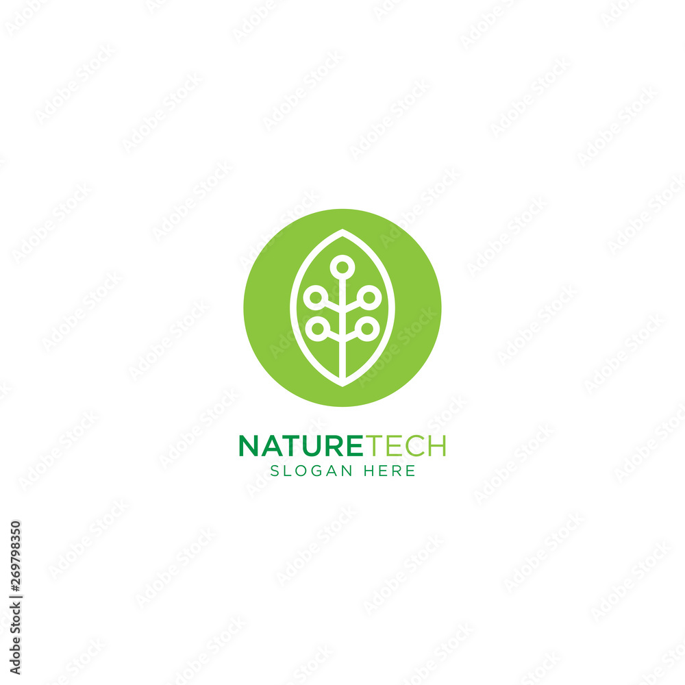 Nature Technology Logo Design Vector