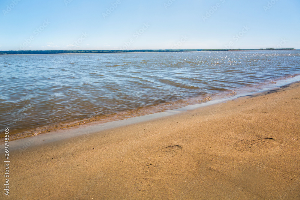 The shore of the lake, summer, beach