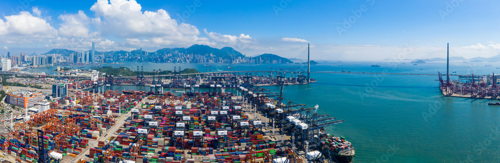  Top view of Kwai Chung Cargo Terminal in Hong Kong