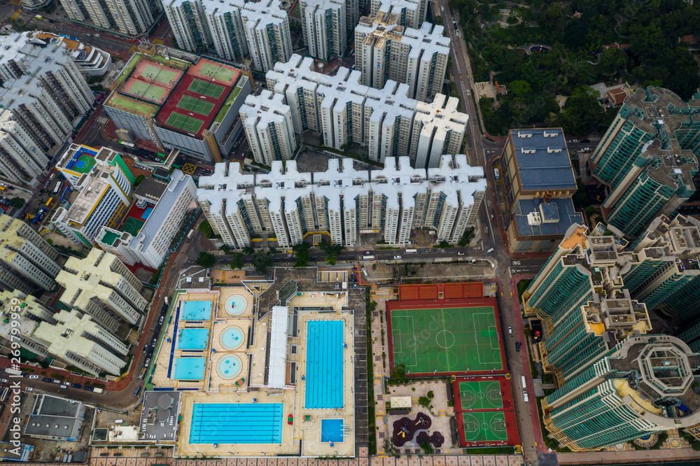 Obraz premium Top down view of Hong Kong residential district