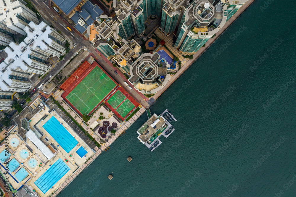 Obraz premium Top down view of Hong Kong residential district