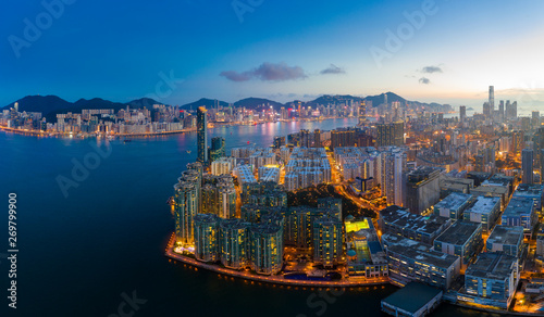 Top view of Hong Kong city