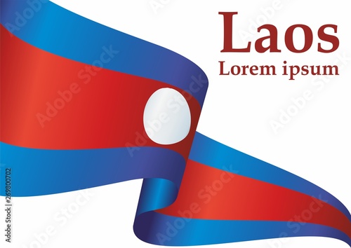 Flag of Laos, Lao People's Democratic Republic. Template for award design, an official document with the flag of Laos. Bright, colorful vector illustration.