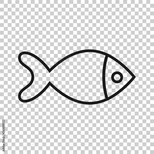 Fish sign icon in transparent style. Goldfish vector illustration on isolated background. Seafood business concept.