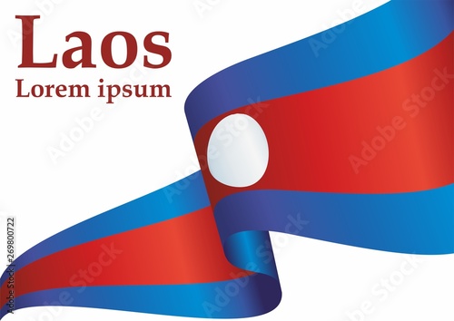 Flag of Laos, Lao People's Democratic Republic. Template for award design, an official document with the flag of Laos. Bright, colorful vector illustration.
