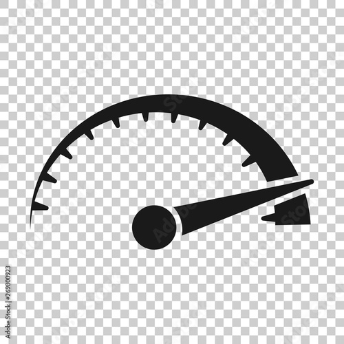 Speedometer level sign icon in transparent style. Accelerate vector illustration on isolated background. Motion tachometer business concept.