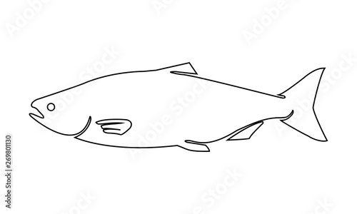 Fish line symbol for seafood or marine related illustrations