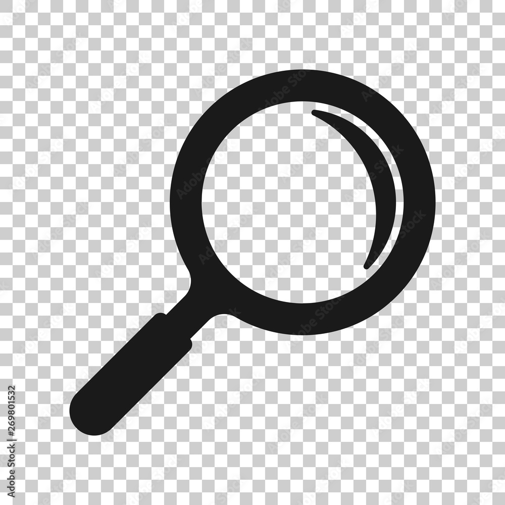 Loupe sign icon in transparent style. Magnifier vector