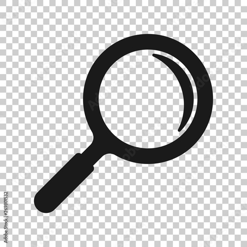 Loupe sign icon in transparent style. Magnifier vector illustration on isolated background. Search business concept.