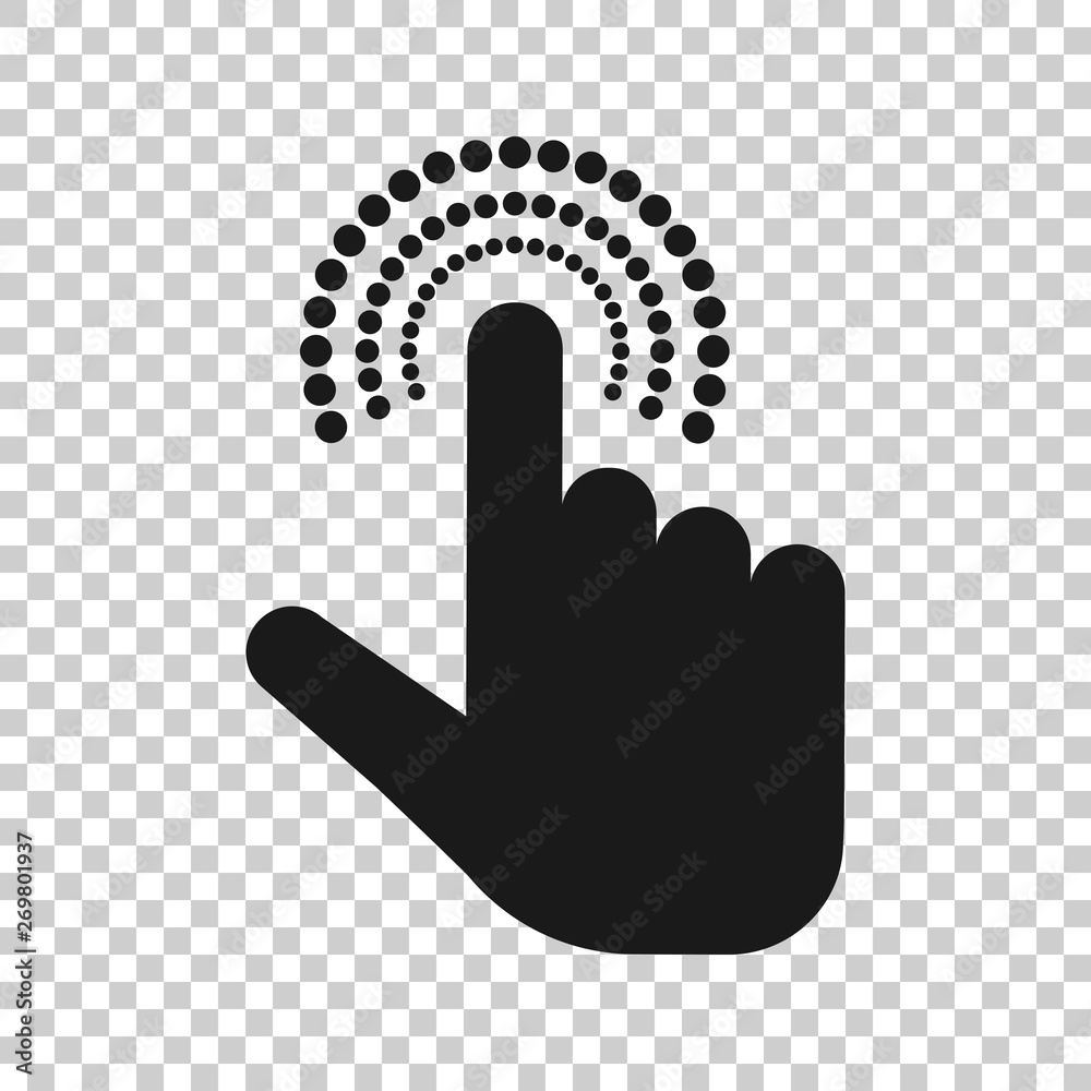 Click mouse icon in transparent style. Pointer vector illustration on isolated background. Hand push button business concept. Click mouse icon in transparent style. Pointer vector illustration on isolated background. Hand push button business concept.