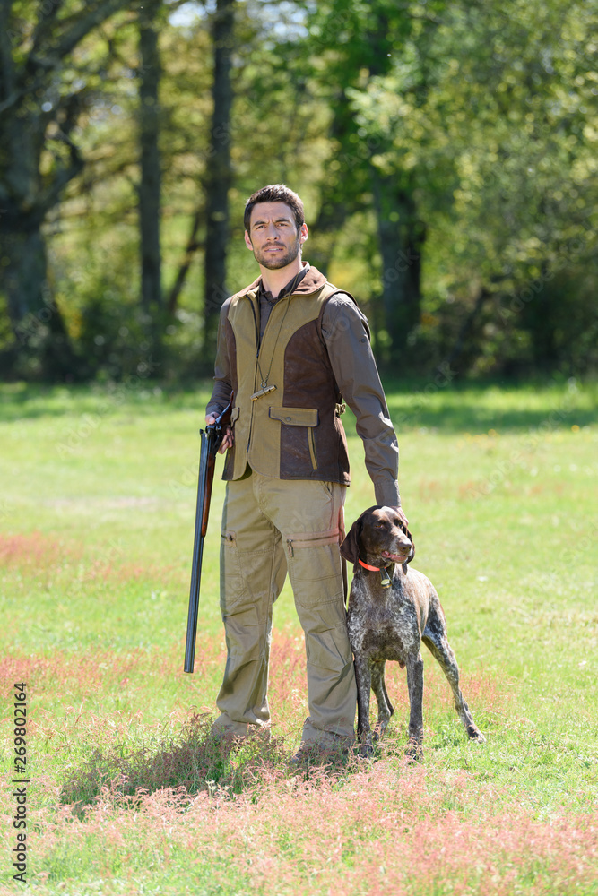 hunter with a dog hunter with a dog
