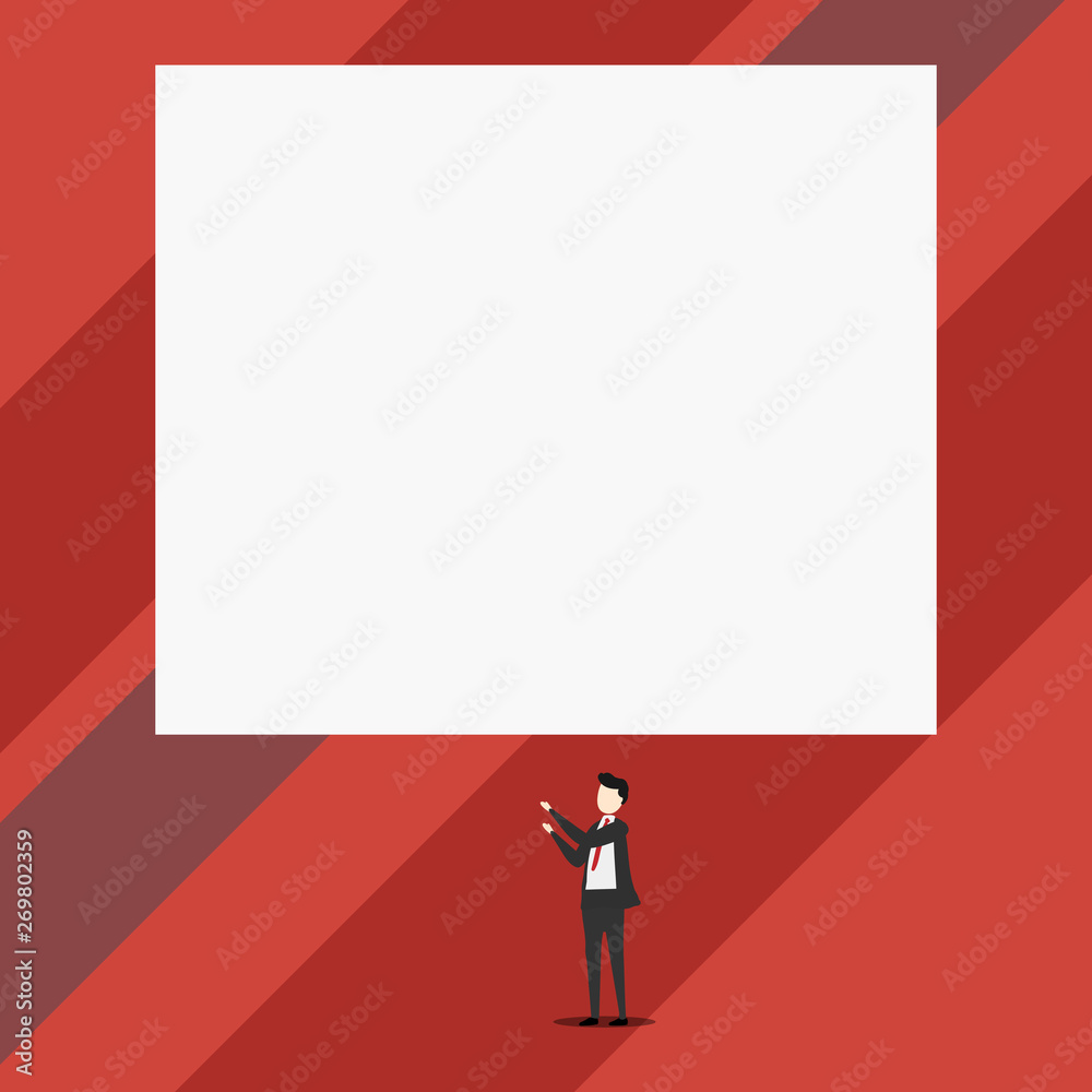Isolated view young man standing pointing upwards two hands big rectangle Isolated view young man standing pointing upwards two hands big rectangle