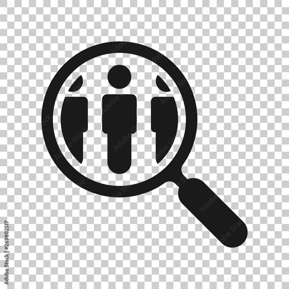 Search job vacancy icon in transparent style. Loupe career vector illustration on isolated background. Find people employer business concept. Search job vacancy icon in transparent style. Loupe career vector illustration on isolated background. Find people employer business concept.
