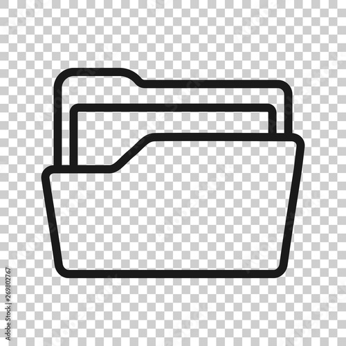 File folder icon in transparent style. Documents archive vector illustration on isolated background. Storage business concept.