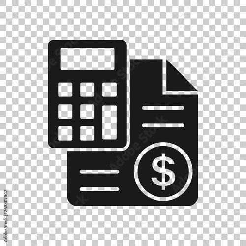 Money calculation icon in transparent style. Budget banking vector illustration on isolated background. Financial payment business concept.