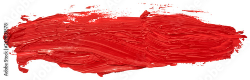 Red oil texture paint stain brush stroke, hand painted, isolated on white background. EPS10 vector illustration.