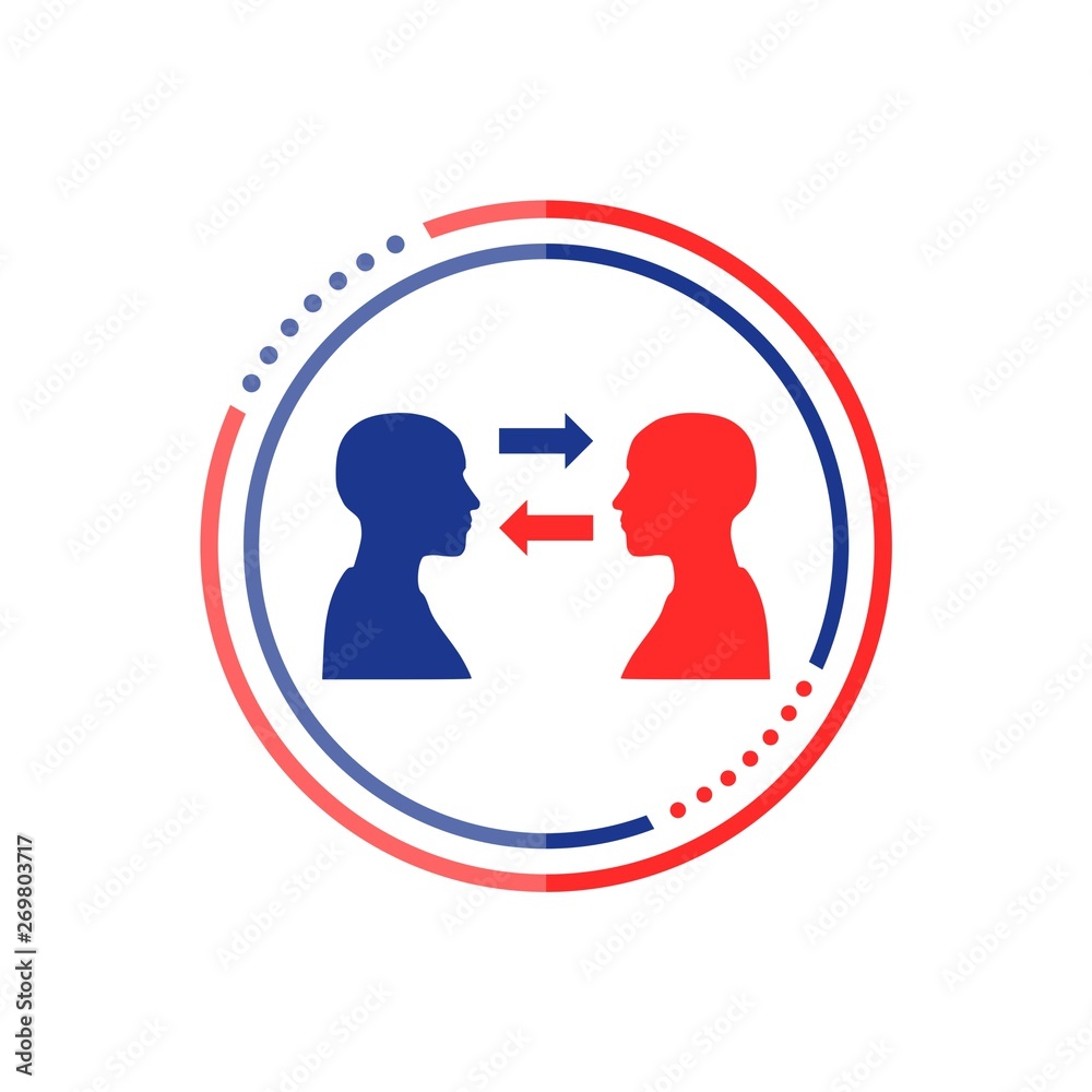 Logo concept of exchange of ideas, experiences and though, Communication icon