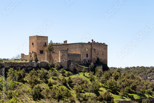 Pedraza, Castilla Y Leon, Spain: view of Pedraza Castle from Mirador the Tungueras. Pedraza is one of the best preserved medieval villages of Spain