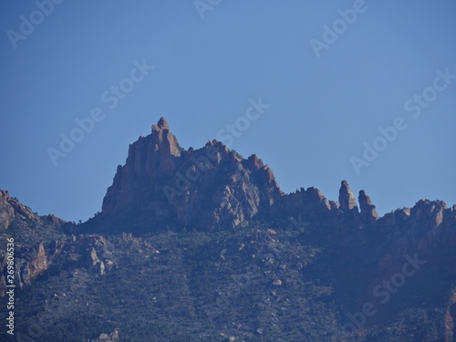 Cropped shot of faint silhouettes of dramatic peaks of Zion National Park, Utah.