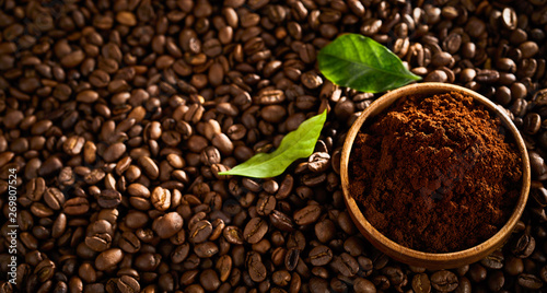 Bowl of freshly ground single origin coffee