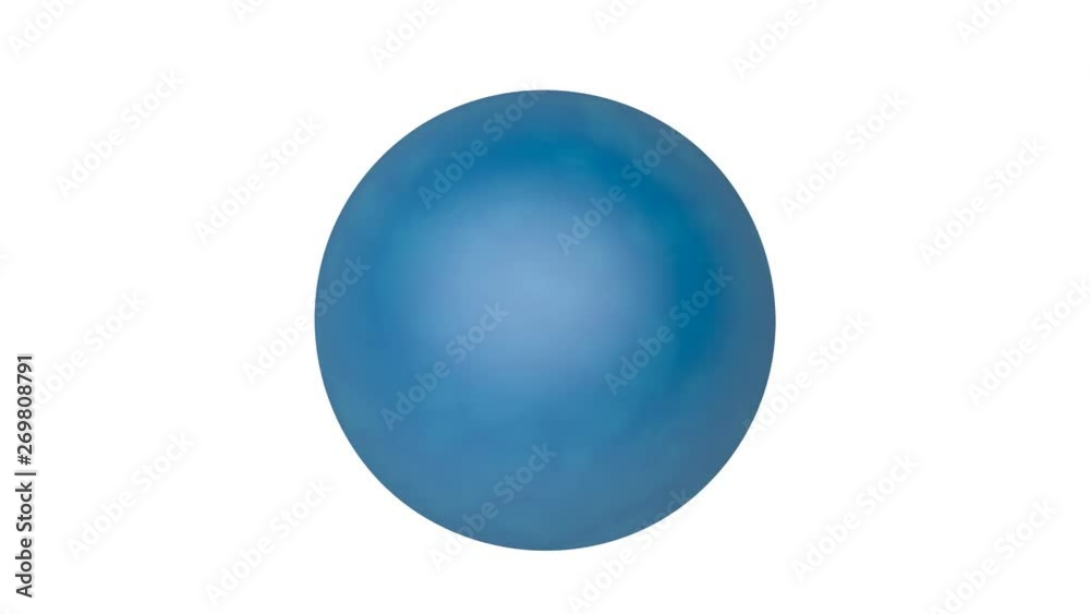 Blue bowling ball spins on white background