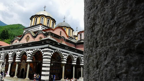 The exterior of Rila Monastery - the largest and most famous Eastern Orthodox monastery in Bulgaria photo