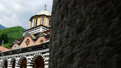 The exterior of Rila Monastery - the largest and most famous Eastern Orthodox monastery in Bulgaria photo