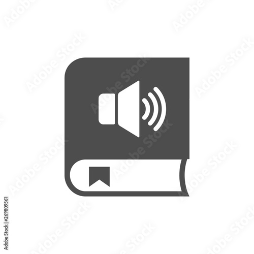 audiobook with loud speaker and bookmark. audiobook vector icon isolated on white background. study and education, self education, listening, audition web icon for mobile and ui design