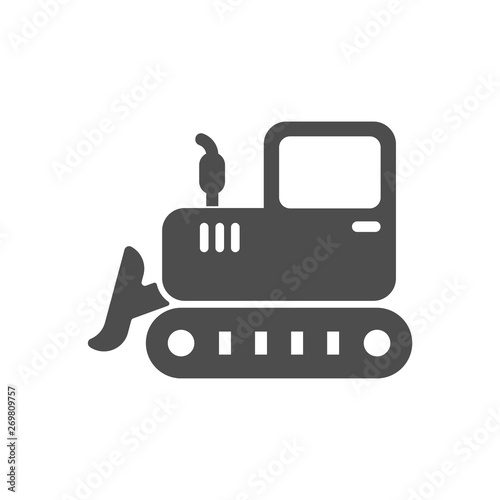 bulldozer vector icon isolated on white background. bulldozer flat icon for web, mobile and user interface design