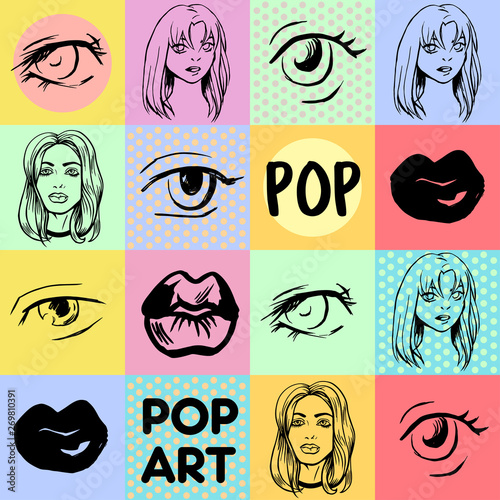Pop art colorful retro seamless pattern