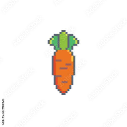 Pixel art icon.Pixel art carrot icon.Vegetables vector sign for web, mobile design and pixel games.