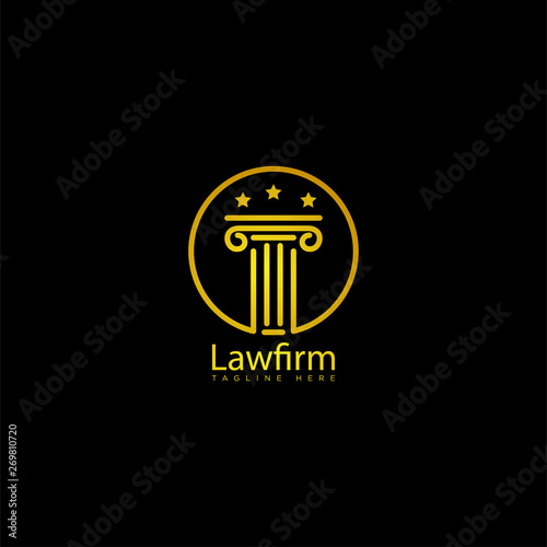 pilar lawfirm logo with gold luxury vector icon element isolated