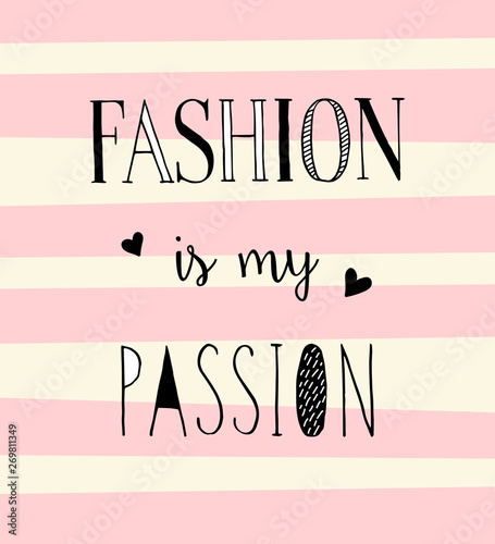 Cute fashion T-shirt print lettering on striped background vector