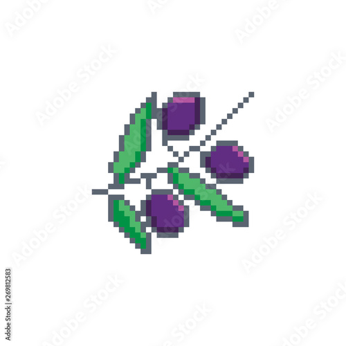 Pixel art olive icon.Vegetables vector sign for for web  mobile design and pixel games.