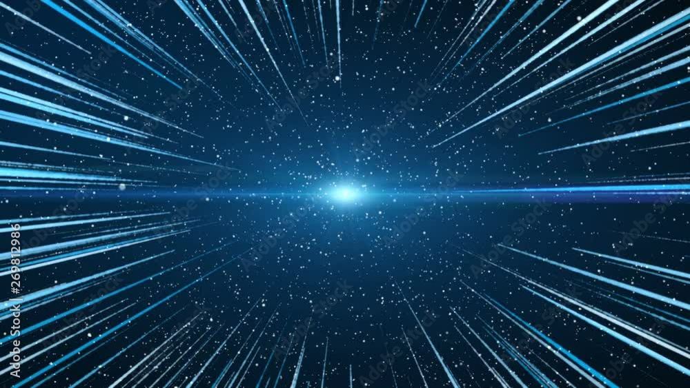 The blue moving background in the middle, with blue and white light lines, bursting out beautifully like a fireworks exploding with different depths.